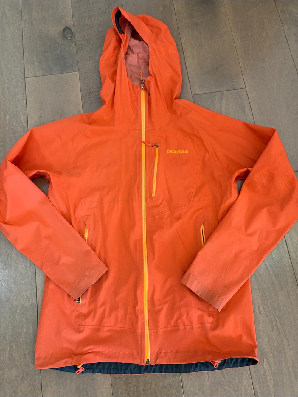 Patagonia H2no Bright Orange Hooded rain Jacket